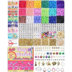 Clay Beads Bracelet Making Kit 18 Colors 5000 Pieces DIY Jewelry Kids Crafts